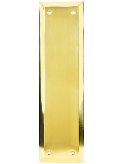 New York Push Plate In Polished Brass Finish.